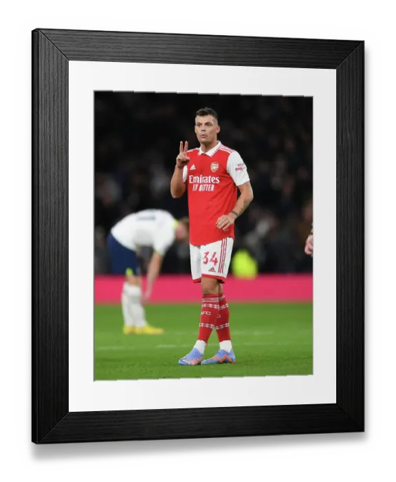 Framed Print : Granit Xhaka: In Action at the Intense Tottenham vs. Arsenal Premier League Clash 2022-23, London