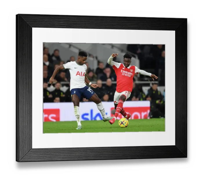 Framed Print : London Rivalry Unleashed: Saka vs. Sessegnon in the Arsenal-Tottenham Premier League Clash (2022-23) Framed Print : London Rivalry Unleashed: Saka vs. Sessegnon in the Arsenal-Tottenham Premier League Clash (2022-23)
