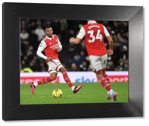 Gabriel Magalhaes in Action: Arsenal vs. Tottenham's Intense Battle, Premier League 2022-23