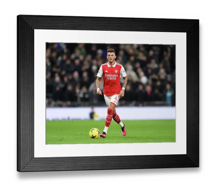 Framed Print : Arsenal's Ben White Stands Strong: Intense Rivalry Against Tottenham Hotspur in Premier League Clash (January 2023)