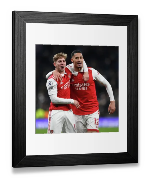 Framed Print : Arsenal's Emile Smith Rowe and William Saliba: Celebrating Victory over Tottenham Hotspur in the 2022-23 Premier League Framed Print : Arsenal's Emile Smith Rowe and William Saliba: Celebrating Victory over Tottenham Hotspur in the 2022-23 Premier League