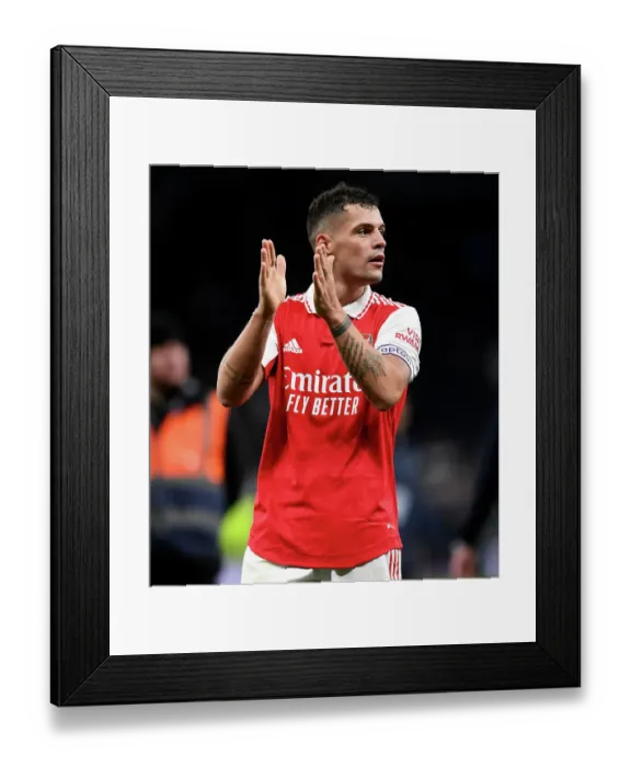 Framed Print : Granit Xhaka's Reaction: Arsenal vs. Tottenham Hotspur, Premier League 2022-23