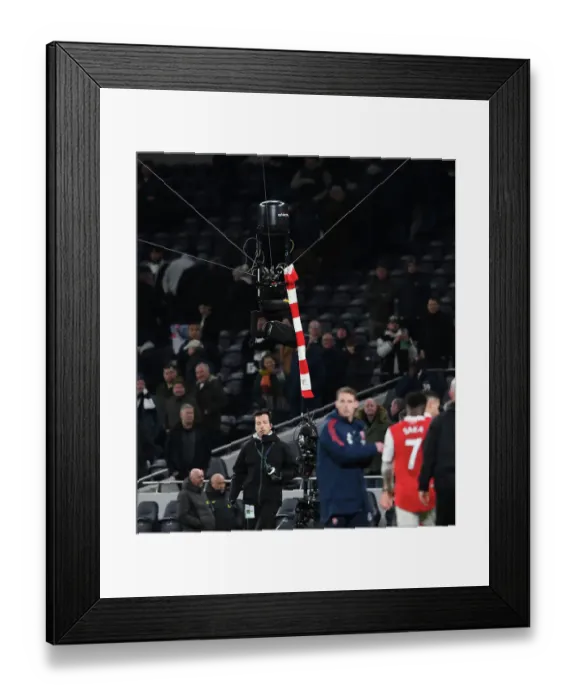 Framed Print : Arsenal Scarf Hangs at Tottenham Hotspur Stadium: Tottenham vs. Arsenal, Premier League 2022-23