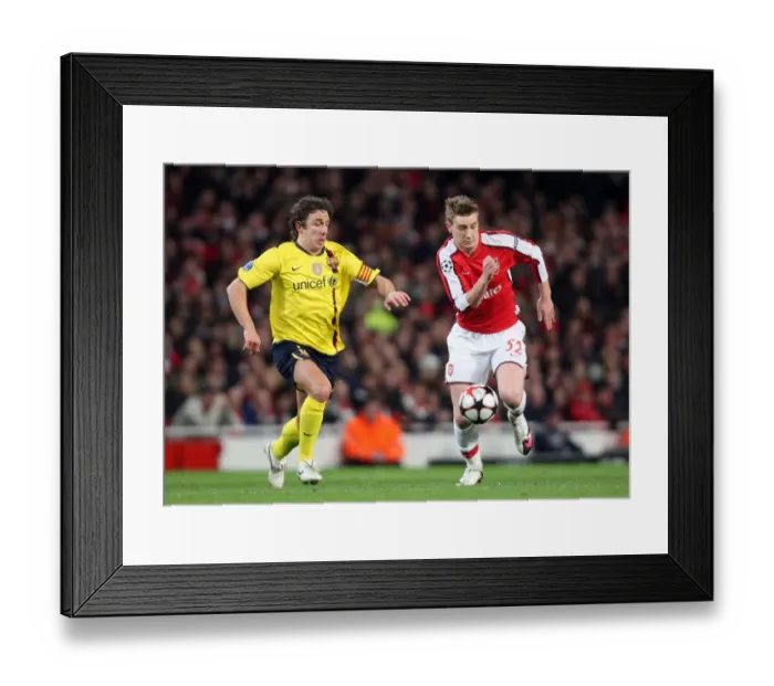 Framed Print : Nicklas Bendtner (Arsenal) Carles Poyul (Barcelona). Arsenal 2: 2 Barcelona