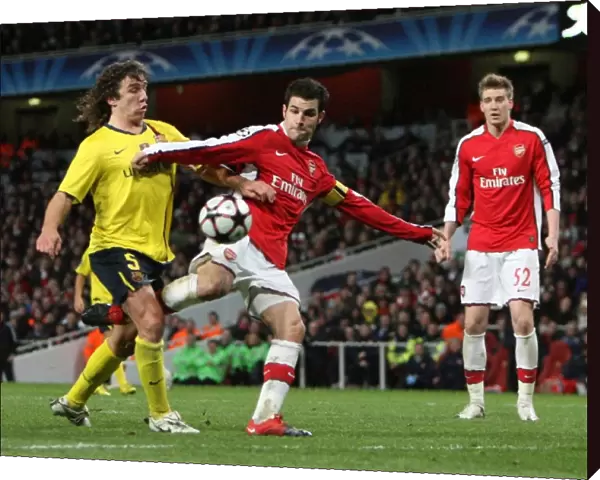 Cesc Fabregas (Arsenal) is fouled by Carles Puyol (Barcelona) resulting in a penalty for Arsenal