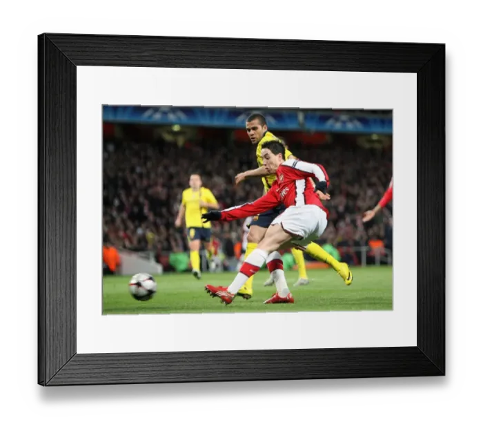 Framed Print : Nasri vs. Alves: Dramatic Draw in Arsenal vs. Barcelona's 2010 UEFA Champions League Quarterfinal