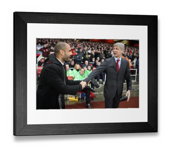 Framed Print : Arsene Wenger and Josep Guardiola: A Champions League Showdown - Arsenal 2:2 Barcelona, Emirates Stadium, 31 / 3 / 10