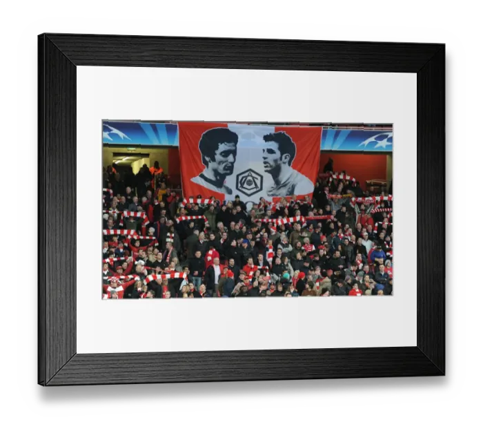 Framed Print : Arsenal fans. Arsenal 2: 2 Barcelona, UEFA Champions League, Quarter Final 1st Leg Framed Print : Arsenal fans. Arsenal 2: 2 Barcelona, UEFA Champions League, Quarter Final 1st Leg