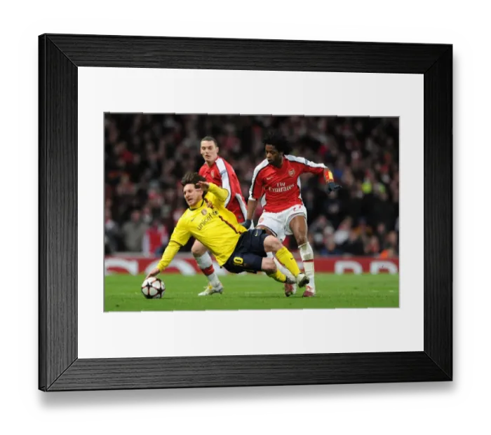 Framed Print : Arsenal vs. Barcelona: Alex Song vs. Lionel Messi - Thrilling Quarter-Final Draw at Emirates Stadium, UEFA Champions League Framed Print : Arsenal vs. Barcelona: Alex Song vs. Lionel Messi - Thrilling Quarter-Final Draw at Emirates Stadium, UEFA Champions League