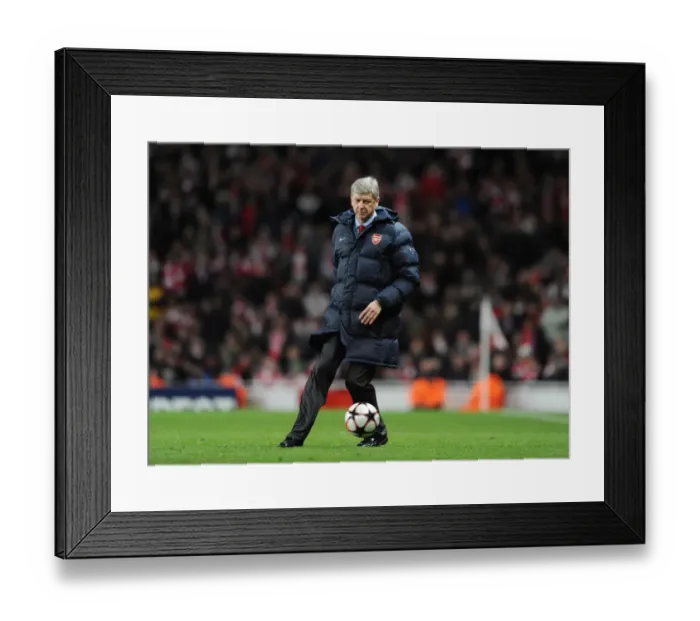 Framed Print : Arsene Wenger at the 2010 UEFA Champions League Quarterfinal: Arsenal vs Barcelona (2:2)