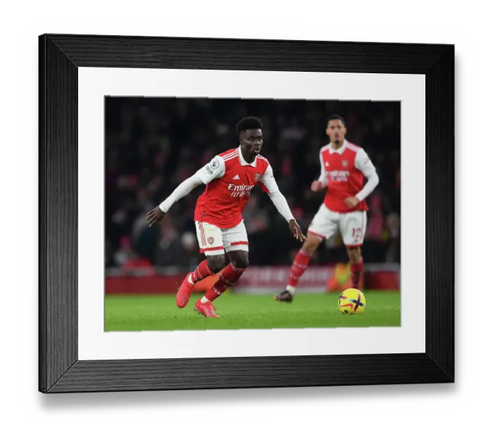 Framed Print : Bukayo Saka in Action: Arsenal vs Manchester United, Premier League 2022-23