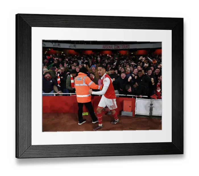 Framed Print : Arsenal's Triumph: Saliba's Goal Seals Manchester United Victory at Emirates