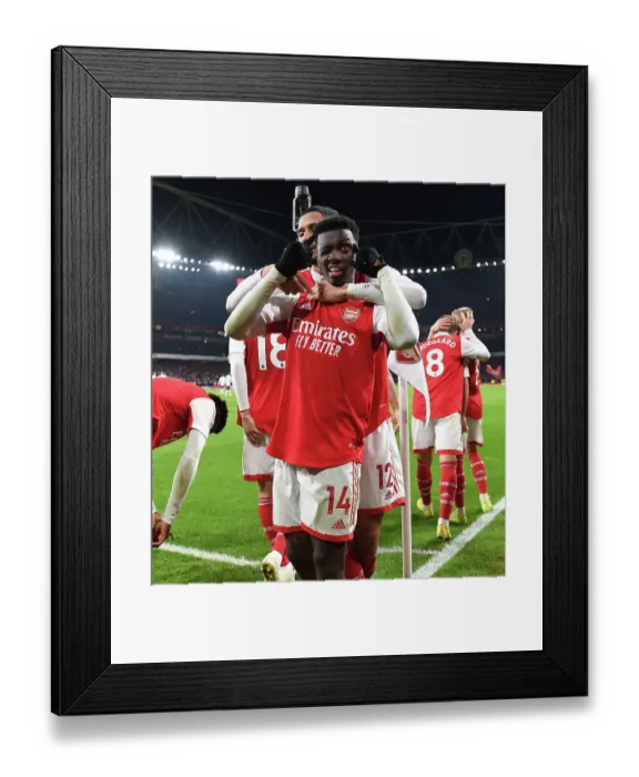 Framed Print : Arsenal's Nketiah and Saliba: Triumphing Over Manchester United in the 2022-23 Premier League