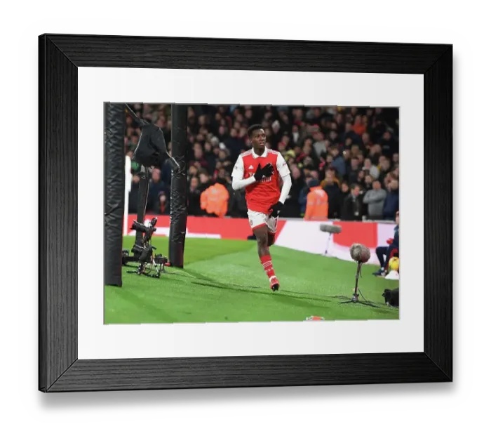 Framed Print : Eddie Nketiah Scores First Premier League Goal for Arsenal Against Manchester United, 2022-23 Season: A Historic Moment at Emirates Stadium