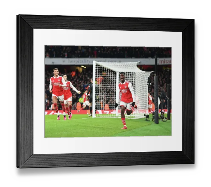 Framed Print : Arsenal's Nketiah Scores First Goal: Arsenal FC vs Manchester United, Premier League 2022-23