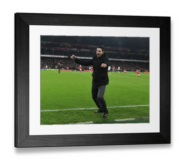 Framed Print : Mikel Arteta Celebrates Arsenal's Victory Over Manchester United in the Premier League Framed Print : Mikel Arteta Celebrates Arsenal's Victory Over Manchester United in the Premier League