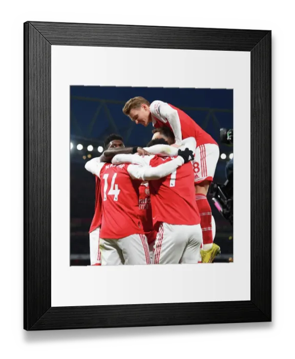 Framed Print : Arsenal Celebrate Eddie Nketiah's Goal Against Manchester United in Premier League Clash (2022-23)