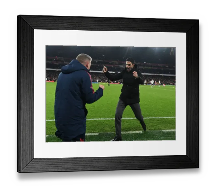 Framed Print : Arsenal's Triumph over Manchester United: Mikel Arteta and Team Rejoice in Hard-Fought Premier League Victory Framed Print : Arsenal's Triumph over Manchester United: Mikel Arteta and Team Rejoice in Hard-Fought Premier League Victory