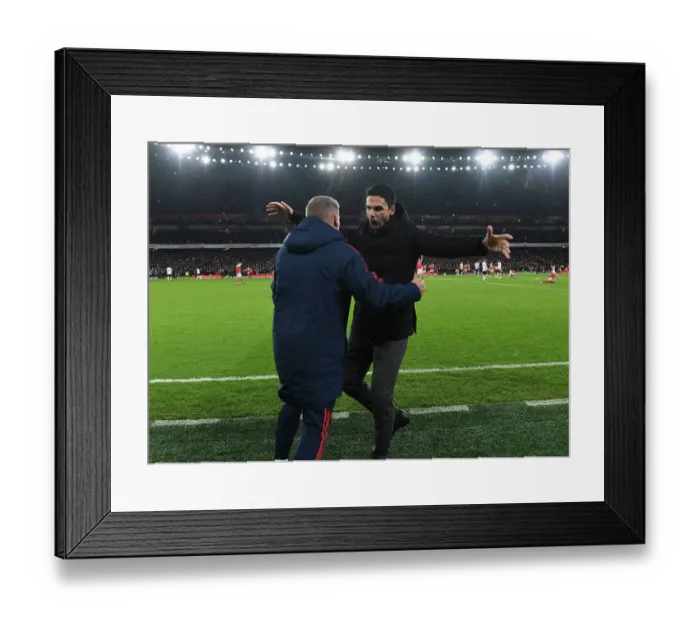 Framed Print : Arsenal's Glory: Arteta and Round Celebrate Premier League Victory Over Manchester United