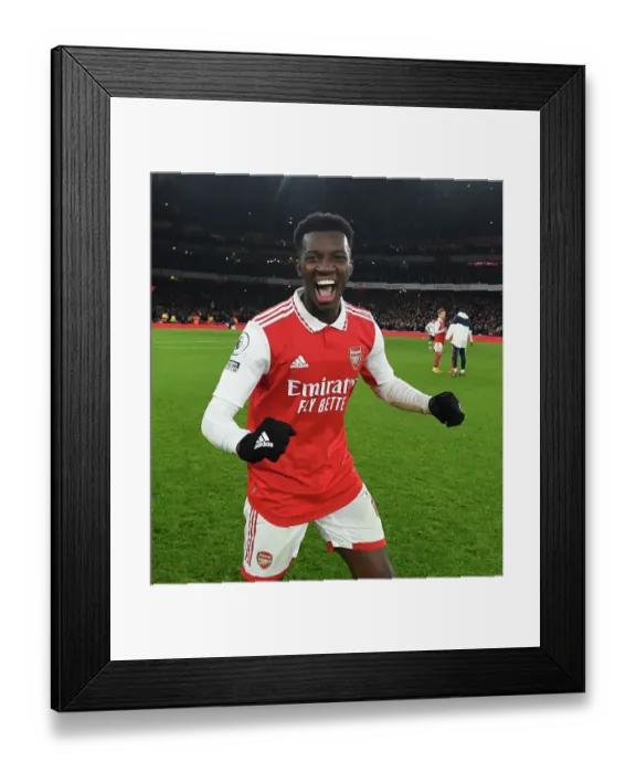 Framed Print : Arsenal's Eddie Nketiah Celebrates Goal Against Manchester United in Premier League Showdown (2022-23)