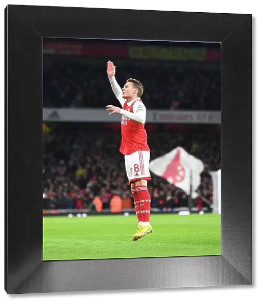 Martin Odegaard and Arsenal Team Celebrate Eddie Nketiah's Goal Against Manchester United (2022-23)