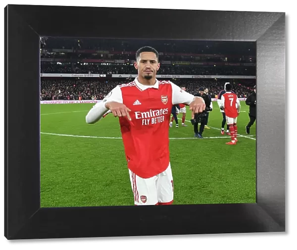 Arsenal's Triumphant Victory Over Manchester United: William Saliba's Emotional Celebration (2022-23)