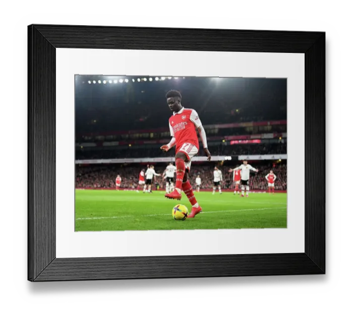 Framed Print : Bukayo Saka in Action: Arsenal vs Manchester United, Premier League 2022-23 Framed Print : Bukayo Saka in Action: Arsenal vs Manchester United, Premier League 2022-23