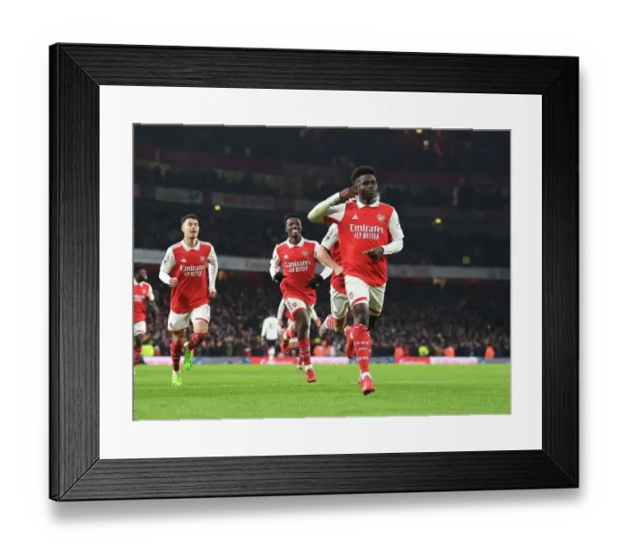 Framed Print : Bukayo Saka's Brace: Arsenal Triumphs Over Manchester United (Premier League 2022-23)