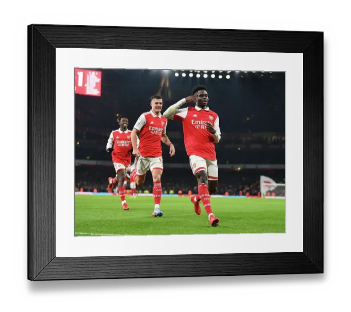 Framed Print : Arsenal's Bukayo Saka Scores Second Goal: Arsenal FC 2- Manchester United (Premier League 2022-23)