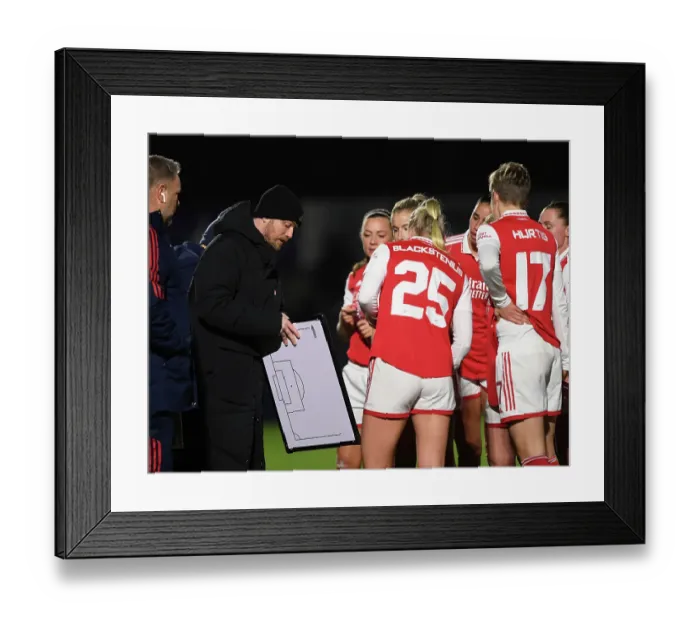 Framed Print : Arsenal Women's Coach Jonas Eidevall Gives Instructions during Conti Cup Match against Aston Villa