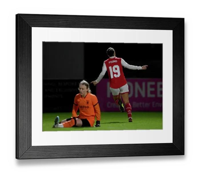 Framed Print : Arsenal Women Triumph Over Aston Villa in FA Continental Tyres League Cup: Caitlin Foord Scores the Decisive Goal