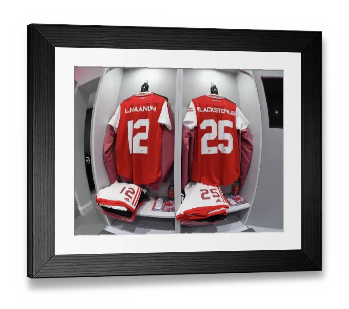 Framed Print : Arsenal Women's Changing Room: Frida Maanum and Stina Blackstenius Prepare for Arsenal v Aston Villa (FA Women's Continental Tyres League Cup, 2023)