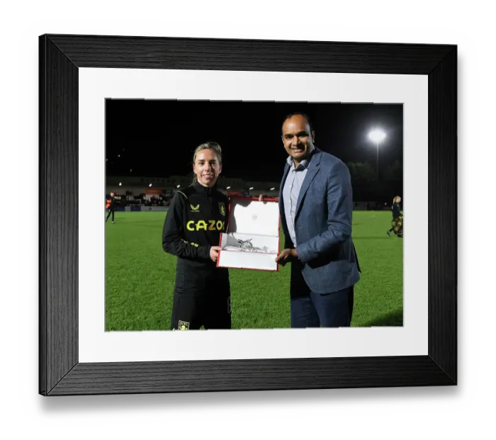Framed Print : Arsenal Honors Jordan Nobbs with Silver Canon at Conti Cup Match Against Aston Villa