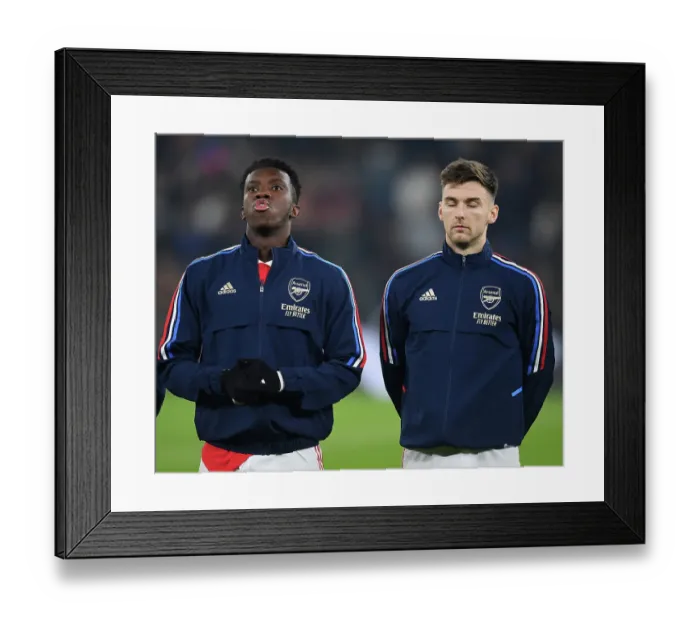 Framed Print : Arsenal's Nketiah and Tierney Prepare for FA Cup Showdown against Manchester City Framed Print : Arsenal's Nketiah and Tierney Prepare for FA Cup Showdown against Manchester City