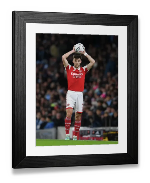 Framed Print : Arsenal's Kieran Tierney Faces Off Against Manchester City in FA Cup Showdown
