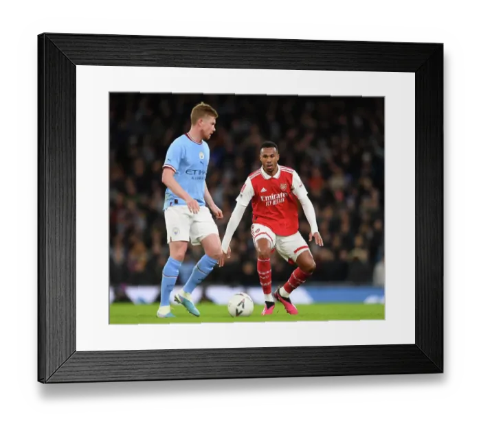 Framed Print : Gabriel Magalhaes in Action: Manchester City vs. Arsenal, Emirates FA Cup Fourth Round (2022-23)