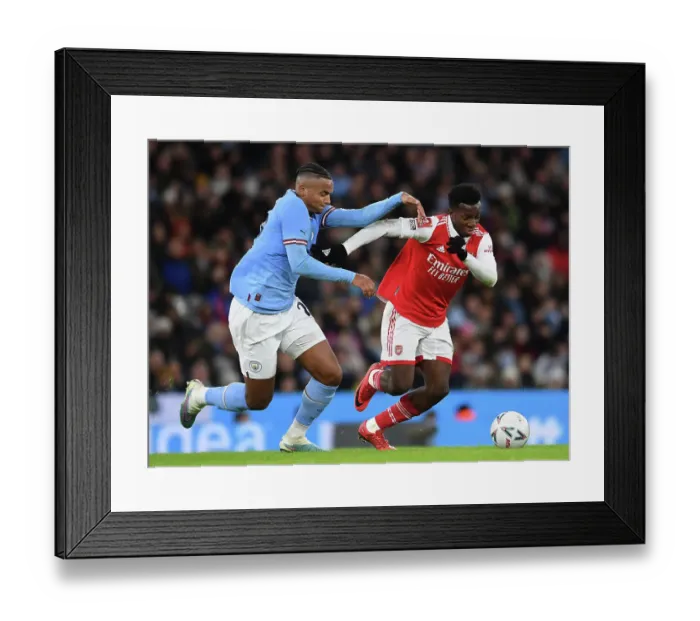 Framed Print : Eddie Nketiah vs. Manuel Akanji: Clash of the Titans - Manchester City vs. Arsenal, Emirates FA Cup Fourth Round