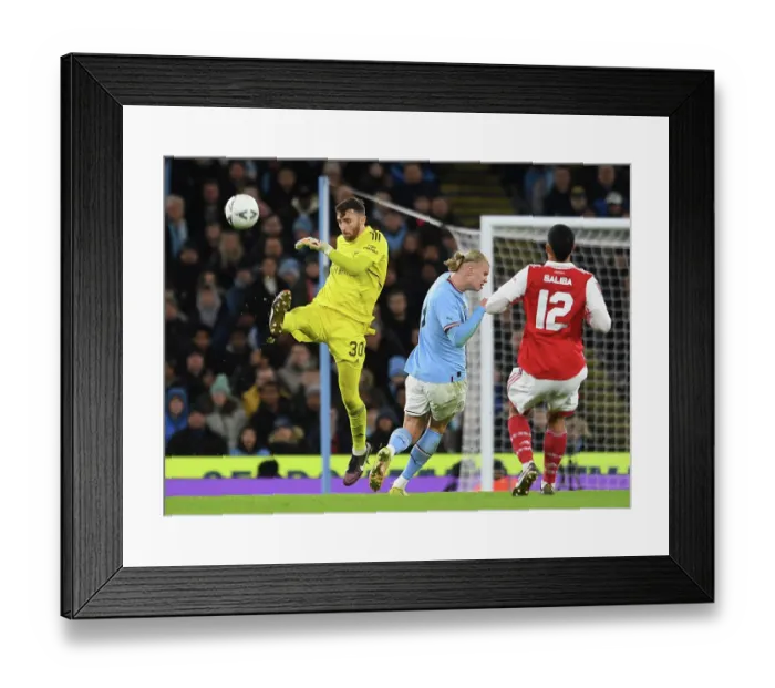 Framed Print : Haaland vs. Turner: A Battle at the Etihad - Arsenal vs. Manchester City, Emirates FA Cup 2022-23
