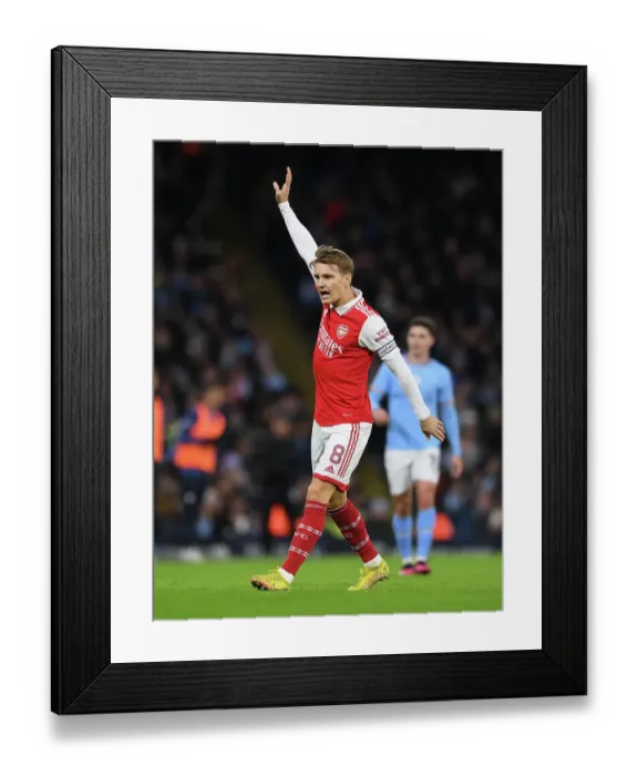 Framed Print : Martin Odegaard Faces Manchester City in FA Cup Clash