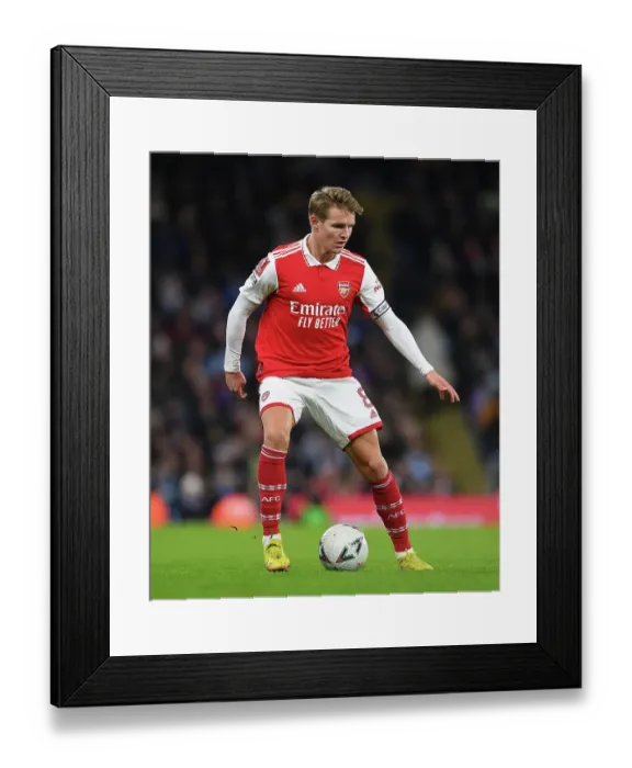 Framed Print : Martin Odegaard Faces Manchester City in FA Cup Battle
