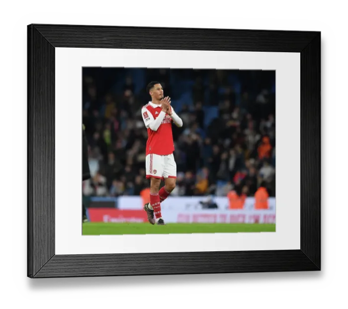 Framed Print : Arsenal's William Saliba Celebrates FA Cup Victory Over Manchester City Framed Print : Arsenal's William Saliba Celebrates FA Cup Victory Over Manchester City