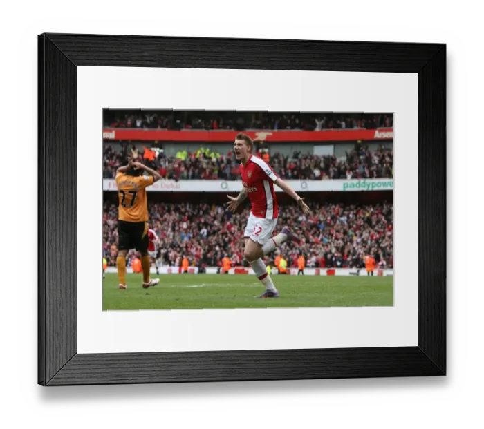 Framed Print : Nicklas Bendtner celebrates scoring Arsenals goal. Arsenal 1: 0 Wolverhampton Wanderers Framed Print : Nicklas Bendtner celebrates scoring Arsenals goal. Arsenal 1: 0 Wolverhampton Wanderers