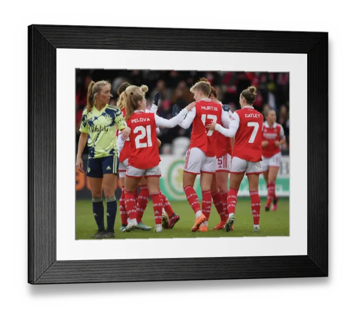 Framed Print : Arsenal Women's FA Cup Triumph: Lina Hurtig Nets Historic Fourth Goal vs. Leeds