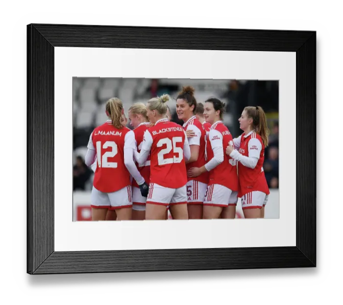 Framed Print : Arsenal Women's FA Cup Triumph: Jennifer Beattie Scores Historic Fifth Goal vs. Leeds