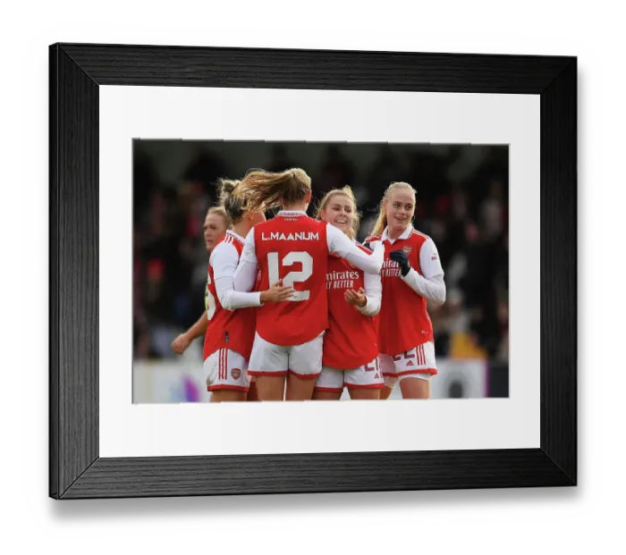 Framed Print : Arsenal Women's Dominance: Victoria Pelova Scores Record-Breaking Ninth Goal Against Leeds in FA Cup