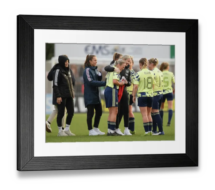 Framed Print : Arsenal's Leah Williamson Gifts Shirt to Leeds Amy Woodruff After FA Cup Match Framed Print : Arsenal's Leah Williamson Gifts Shirt to Leeds Amy Woodruff After FA Cup Match