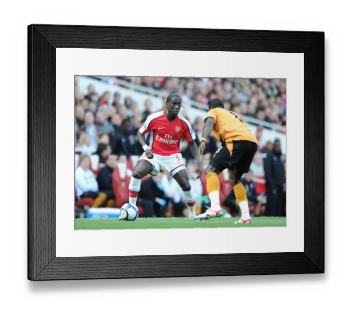 Framed Print : Bacary Sagna (Arsenal) George Elokobi (Wolves). Arsenal 1: 0 Wolverhampton Wanderers