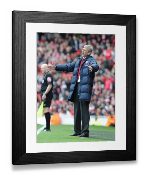 Framed Print : Arsene Wenger Celebrates Arsenal's 1-0 FA Premier League Win over Wolverhampton Wanderers, 2010