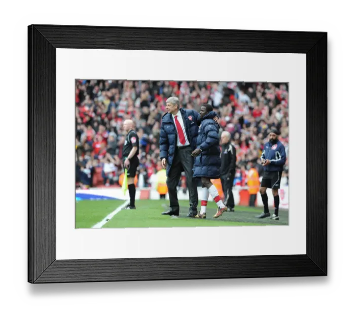 Framed Print : Arsene Wenger and Emmanuel Eboue Celebrate Arsenal's Win against Wolverhampton Wanderers, FA Premier League, 2010