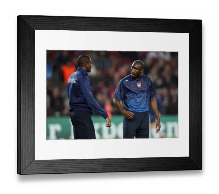 Framed Print : Abou Diaby and Sol Campbell (Arsenal). Barcelona 4: 1 Arsenal. UEFA Champions League